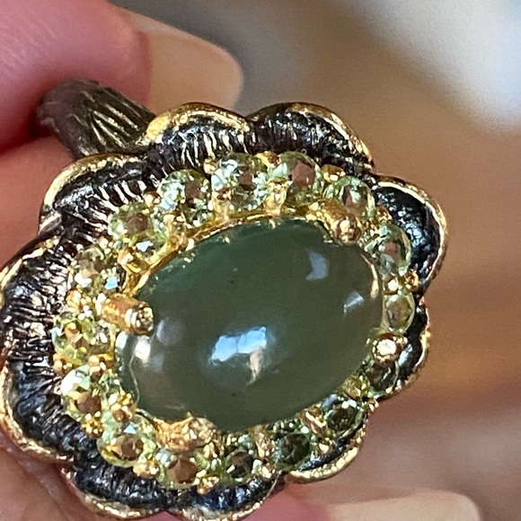 Genuine Chrysoprase Peridot Ring